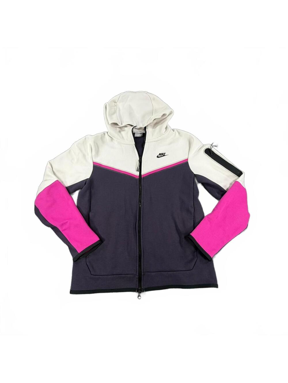 Women's Nike Colorblock Full-Zip Hoodie – Size M, Cream/Black/Pink